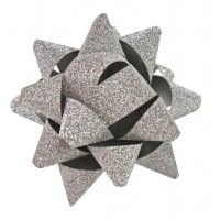 Poly Glitter Bows Medium  Silver 50mm (50)  BPGMDS 